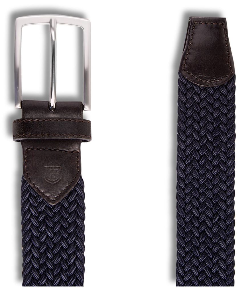 Profuomo riem stretch navy blue
