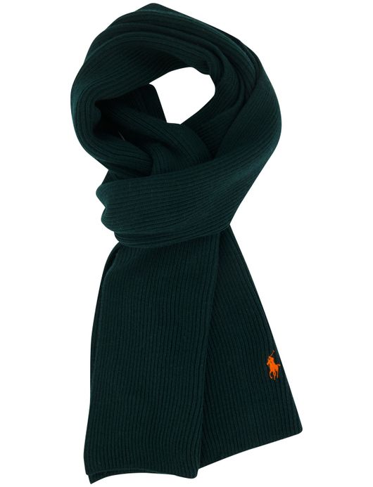 Polo Ralph Lauren sjaal gebreid donkergroen merinowol