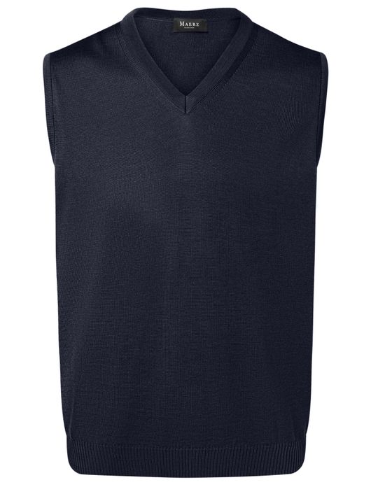 Maerz slipover navy merinowol v-hals