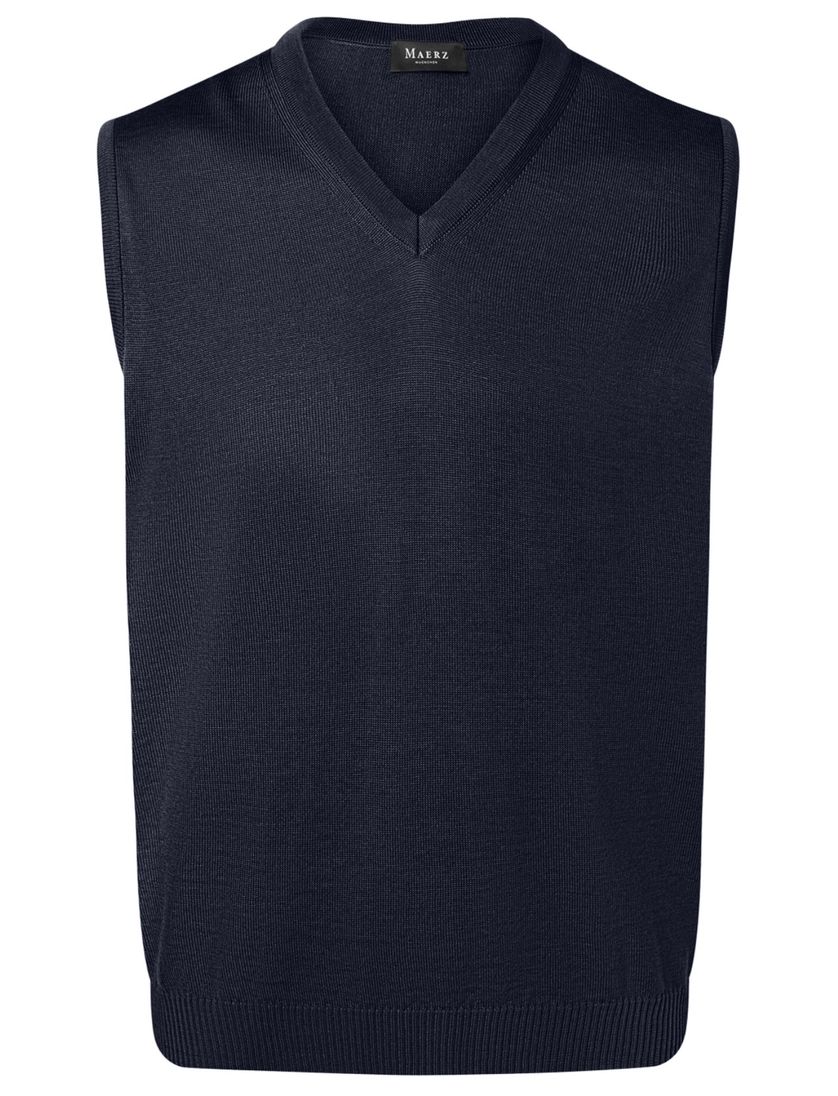Maerz slipover navy merinowol v-hals