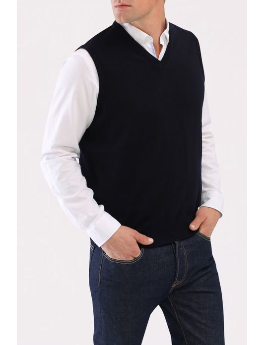 Maerz slipover navy merinowol v-hals