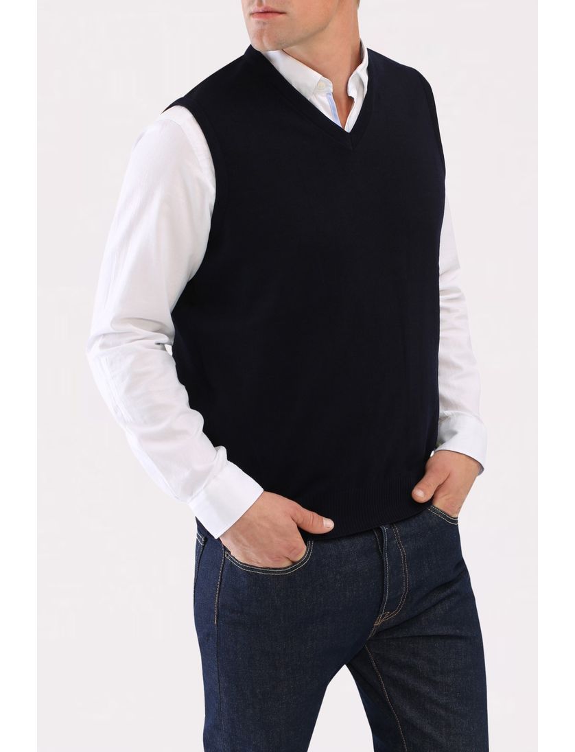 Maerz slipover navy merinowol v-hals