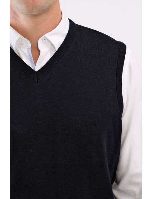 Maerz slipover navy merinowol v-hals