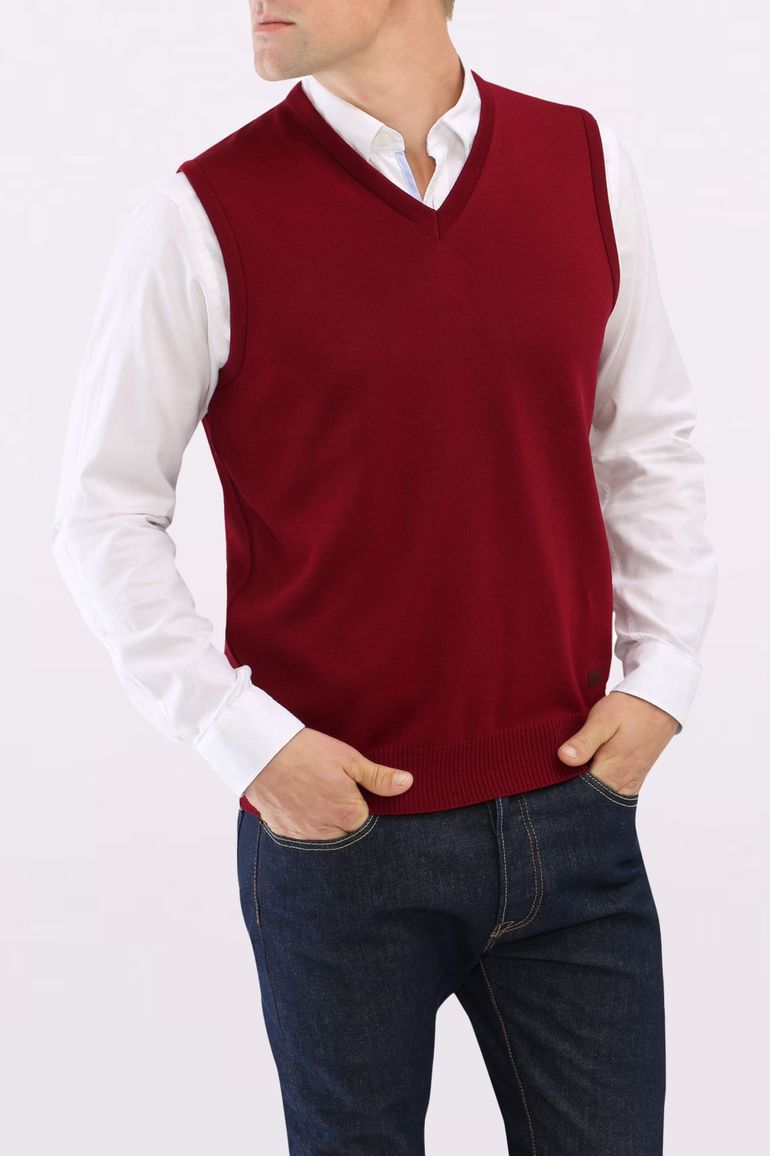 Maerz slipover bordeaux v-hals merinowol
