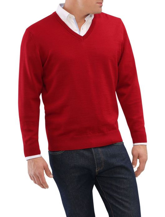Maerz pullover rood merinowol v-hals