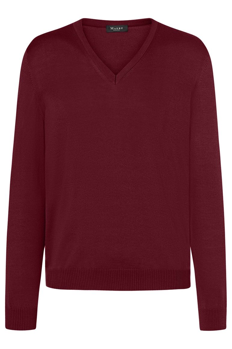 Maerz herentrui v-hals bordeaux merinowol