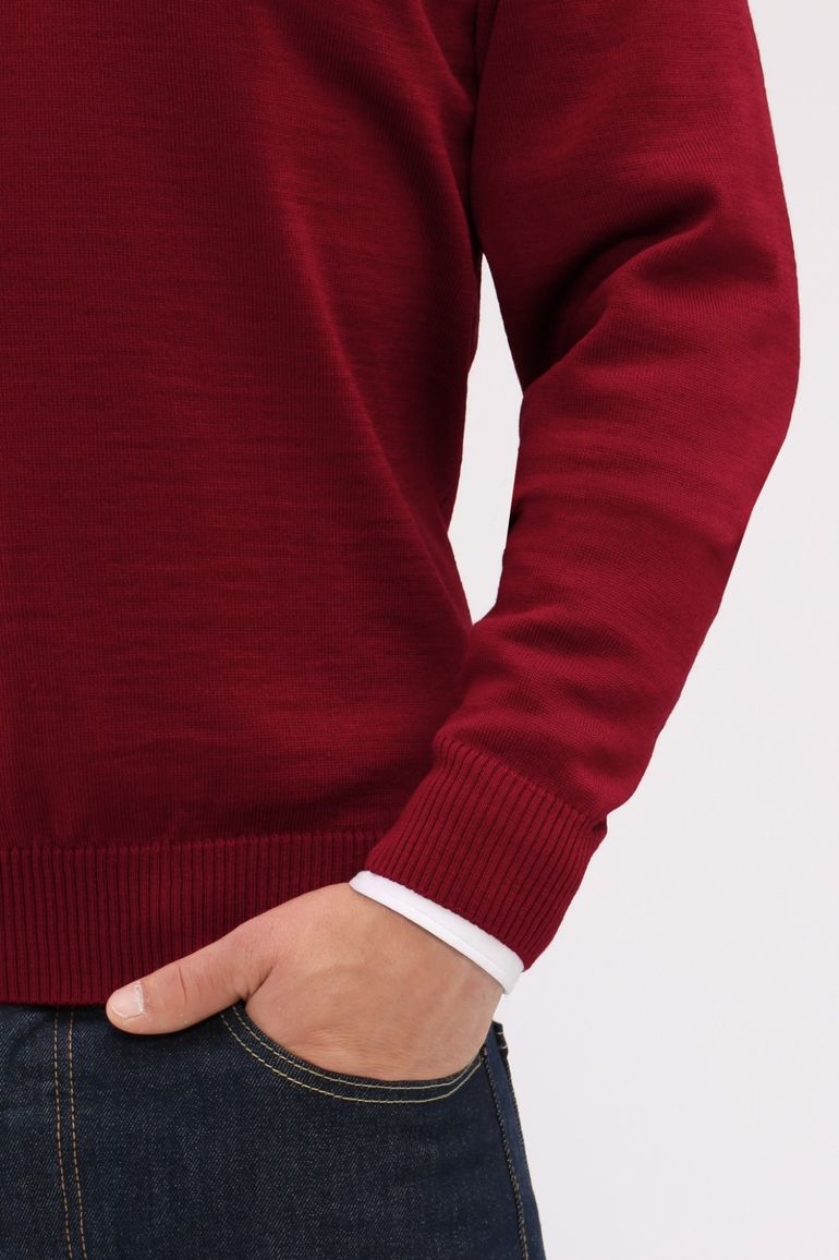 Maerz herentrui v-hals bordeaux merinowol