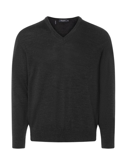 Maerz trui v-hals antraciet merinowol