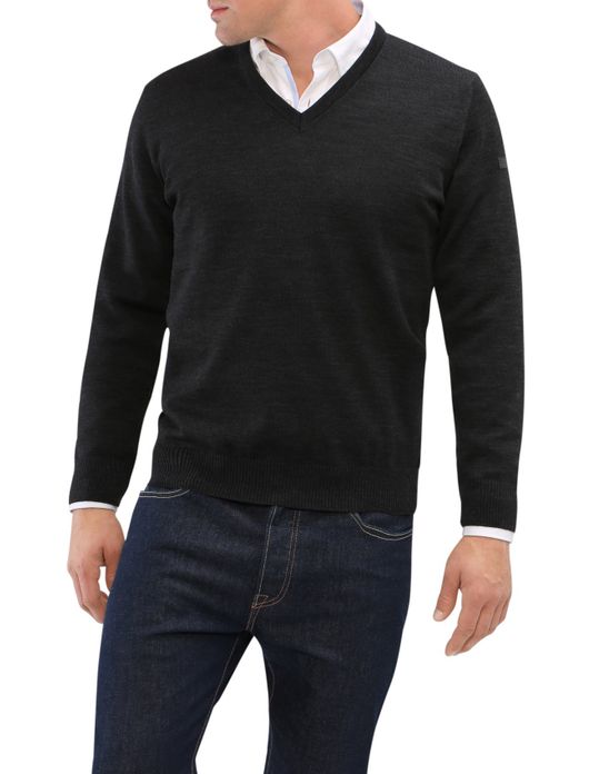 Maerz trui v-hals antraciet merinowol