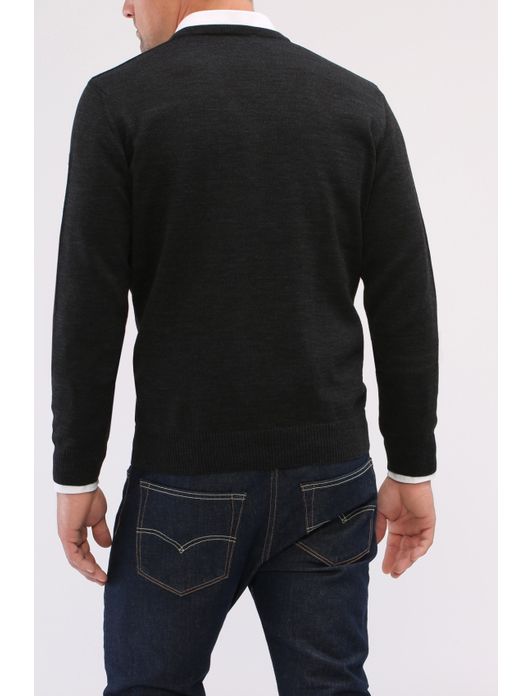 Maerz trui v-hals antraciet merinowol