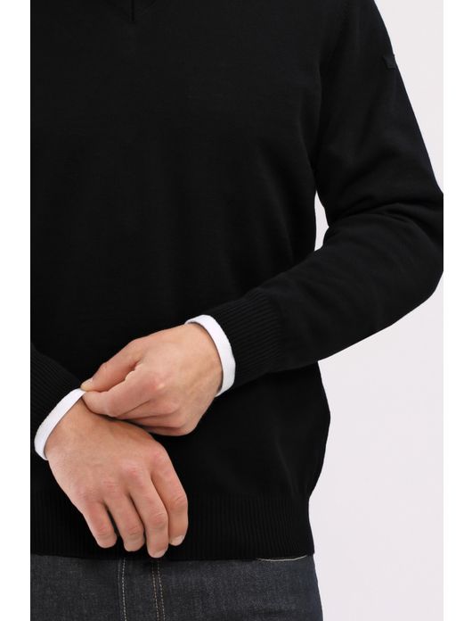 Maerz trui v-hals antraciet merinowol