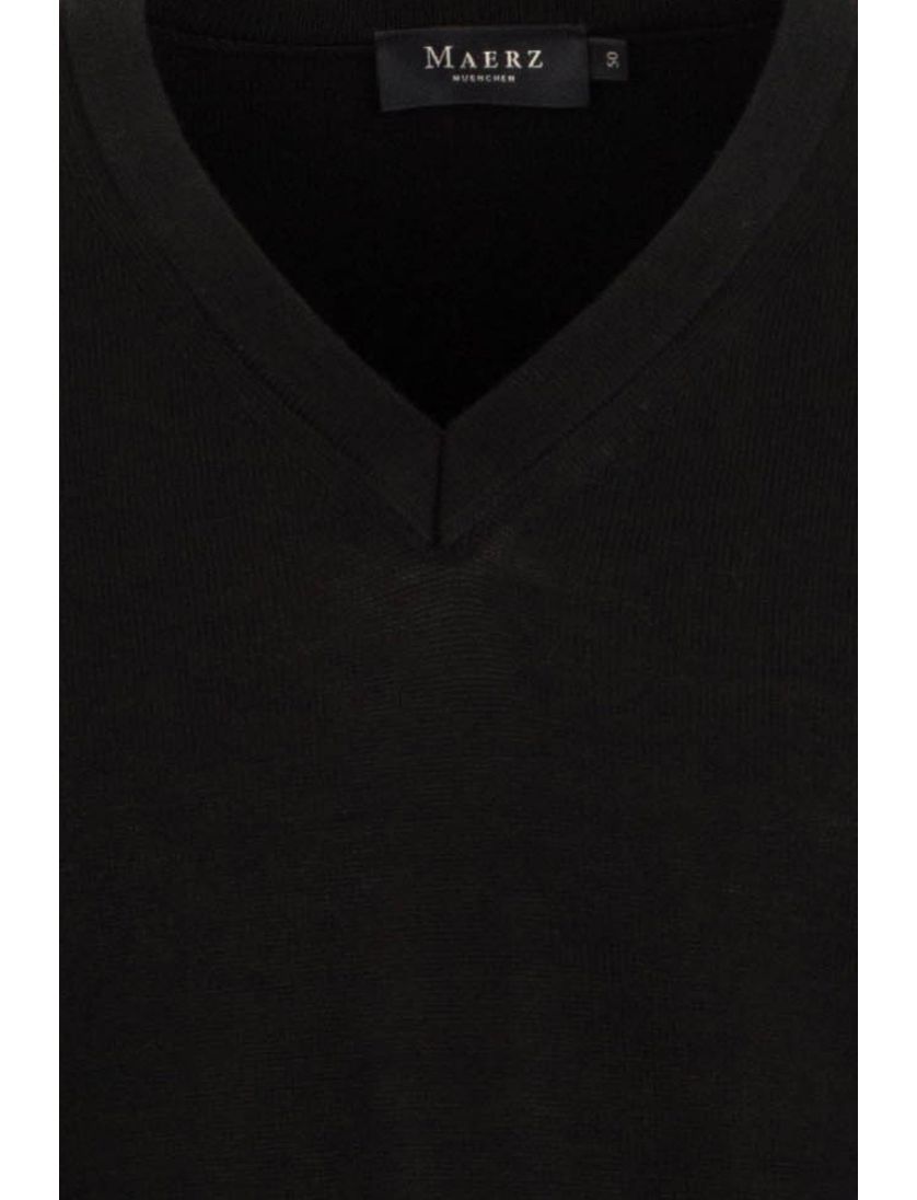Maerz trui v-hals zwart merinowol