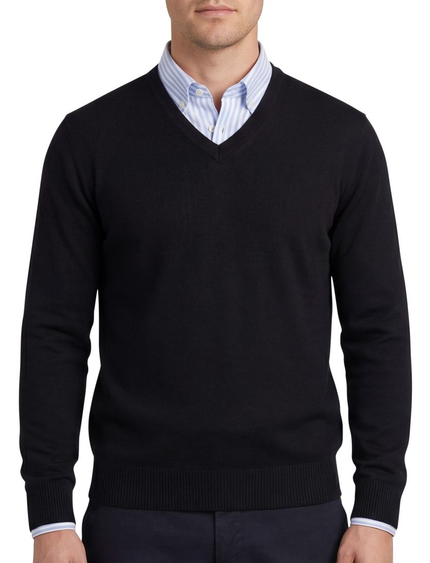 Maerz trui v-hals zwart merinowol