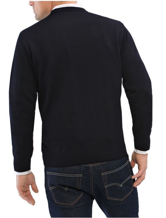 Maerz trui ronde hals donkerblauw merinowol