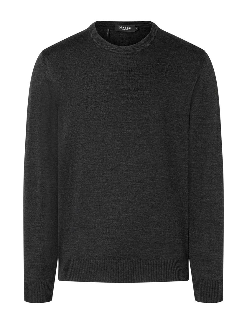 Maerz trui antraciet ronde hals merino