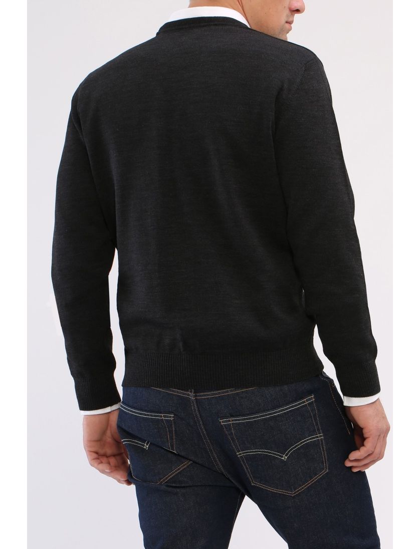 Maerz trui antraciet ronde hals merino