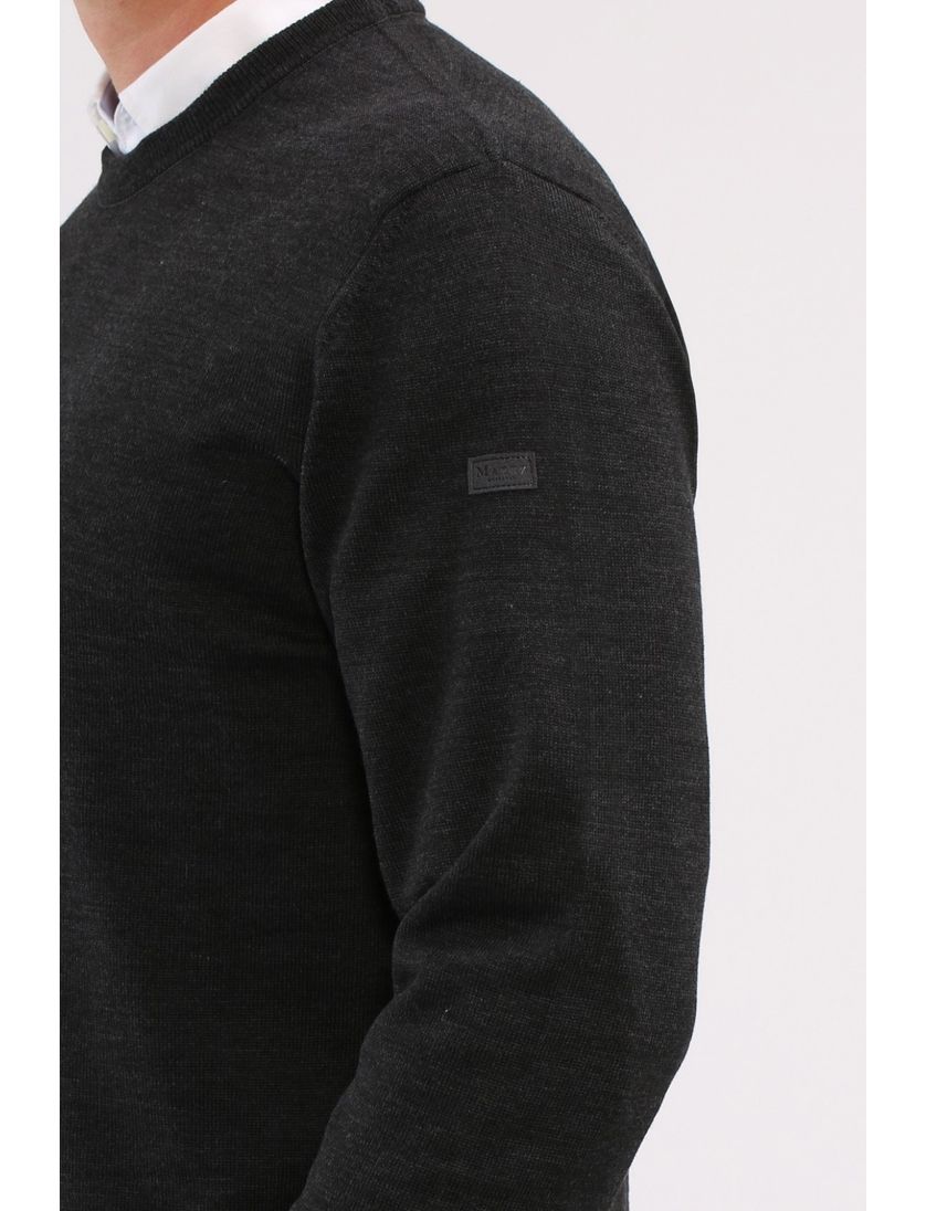 Maerz trui antraciet ronde hals merino
