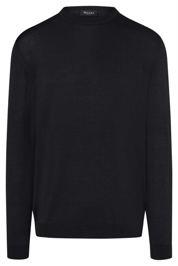 Maerz pullover ronde hals zwart merinowol