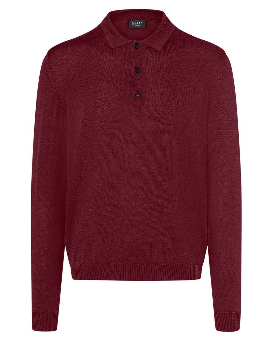 Maerz polo lange mouw bordeaux merino
