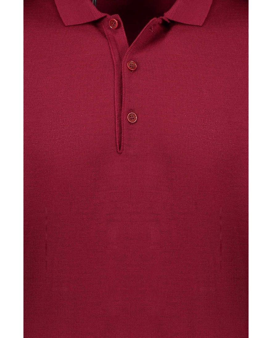 Maerz polo lange mouw bordeaux merino