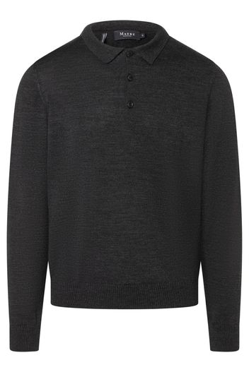 Maerz Maerz polo antraciet 3-knoops lange mouw