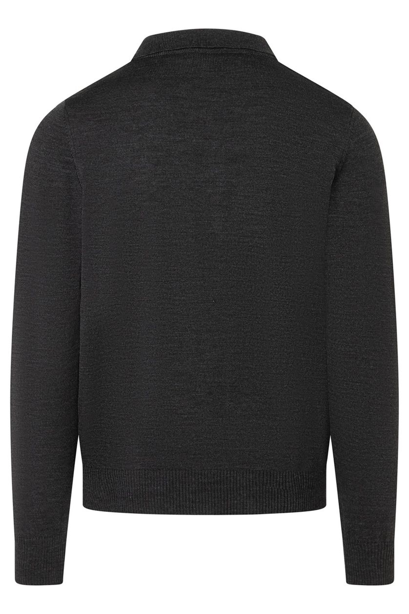 Maerz polo antraciet 3-knoops lange mouw