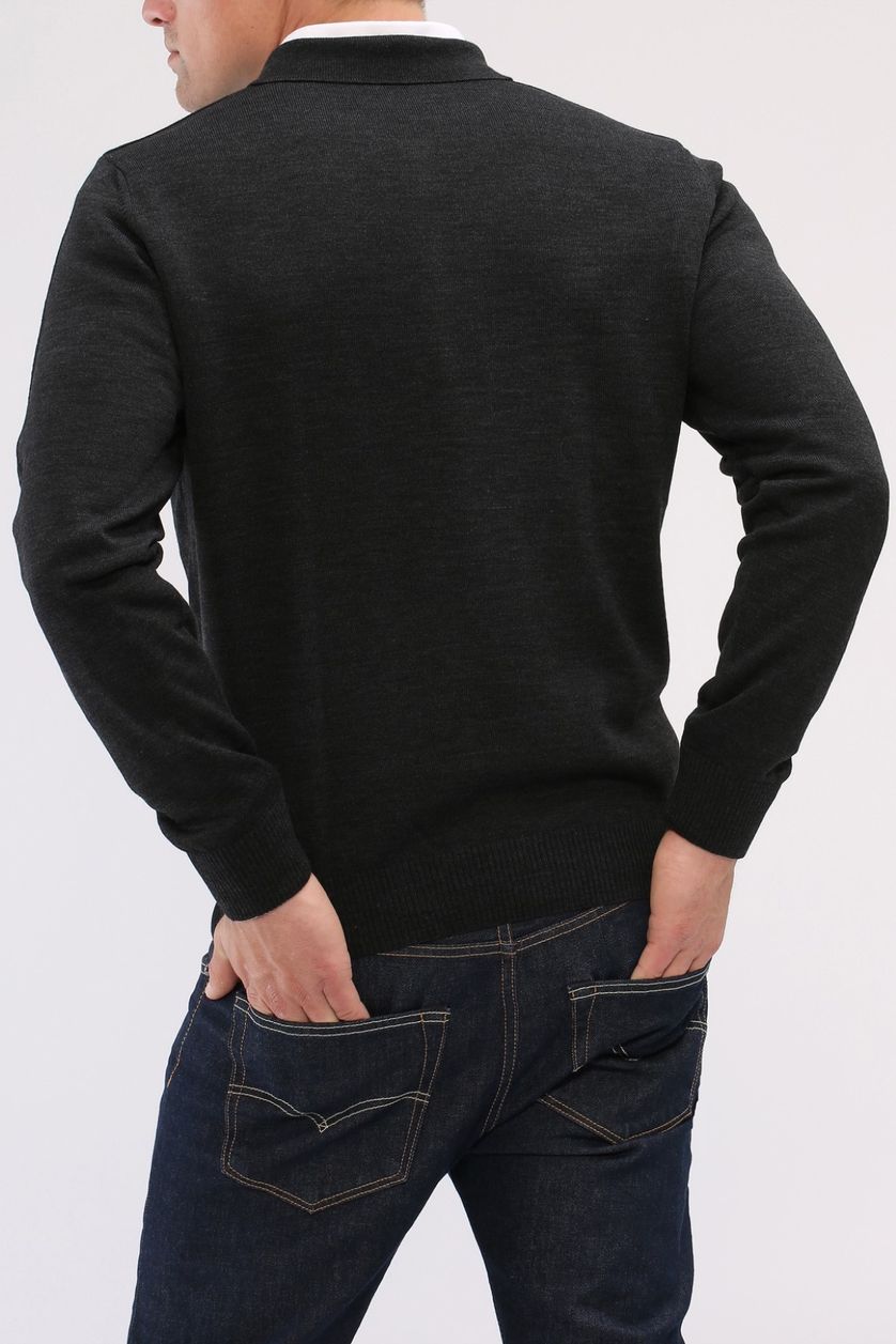 Maerz polo antraciet 3-knoops lange mouw