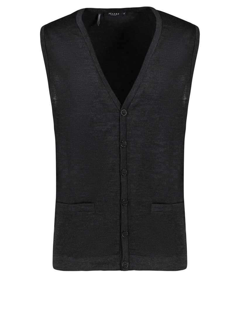 Maerz vest grijs effen wol knopen