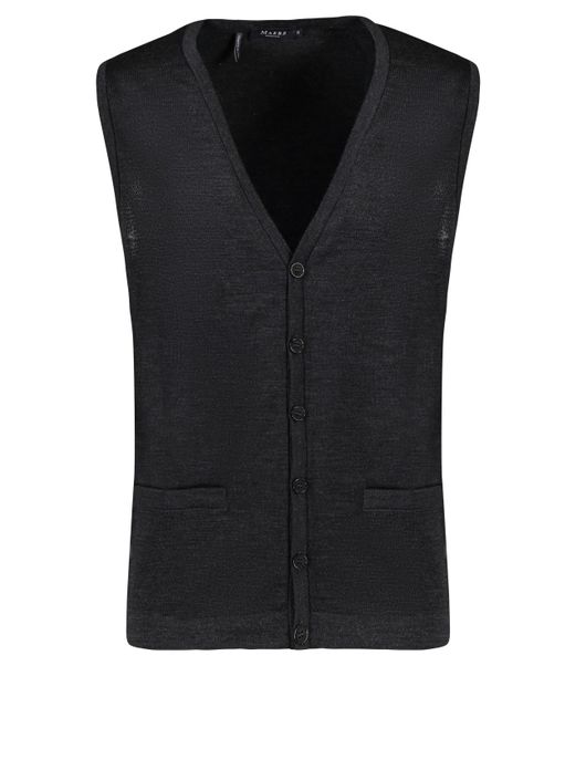 vest Maerz grijs effen wol knopen