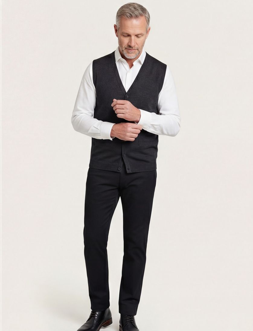 Maerz vest grijs effen wol knopen