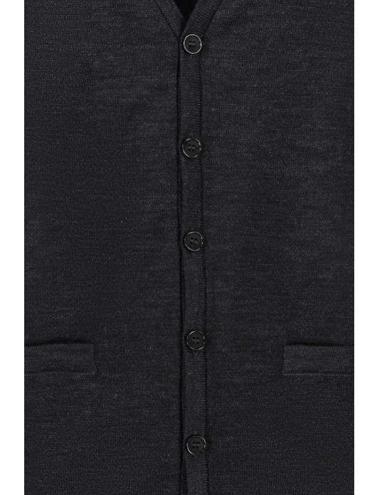 vest Maerz grijs effen wol knopen