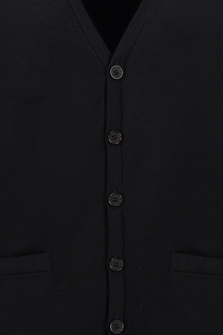 Maerz zwart mouwloos vest merinowol met knopen