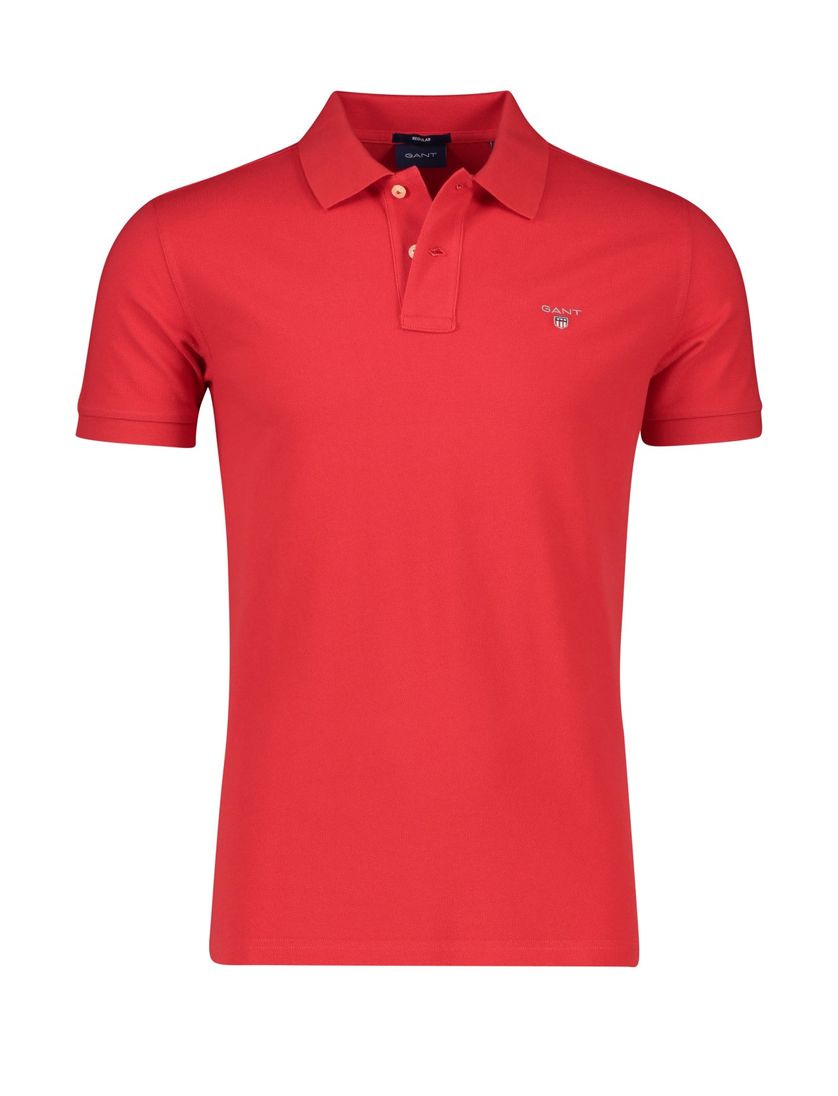 Gant polo wijde fit rood effen katoen 2-knoops