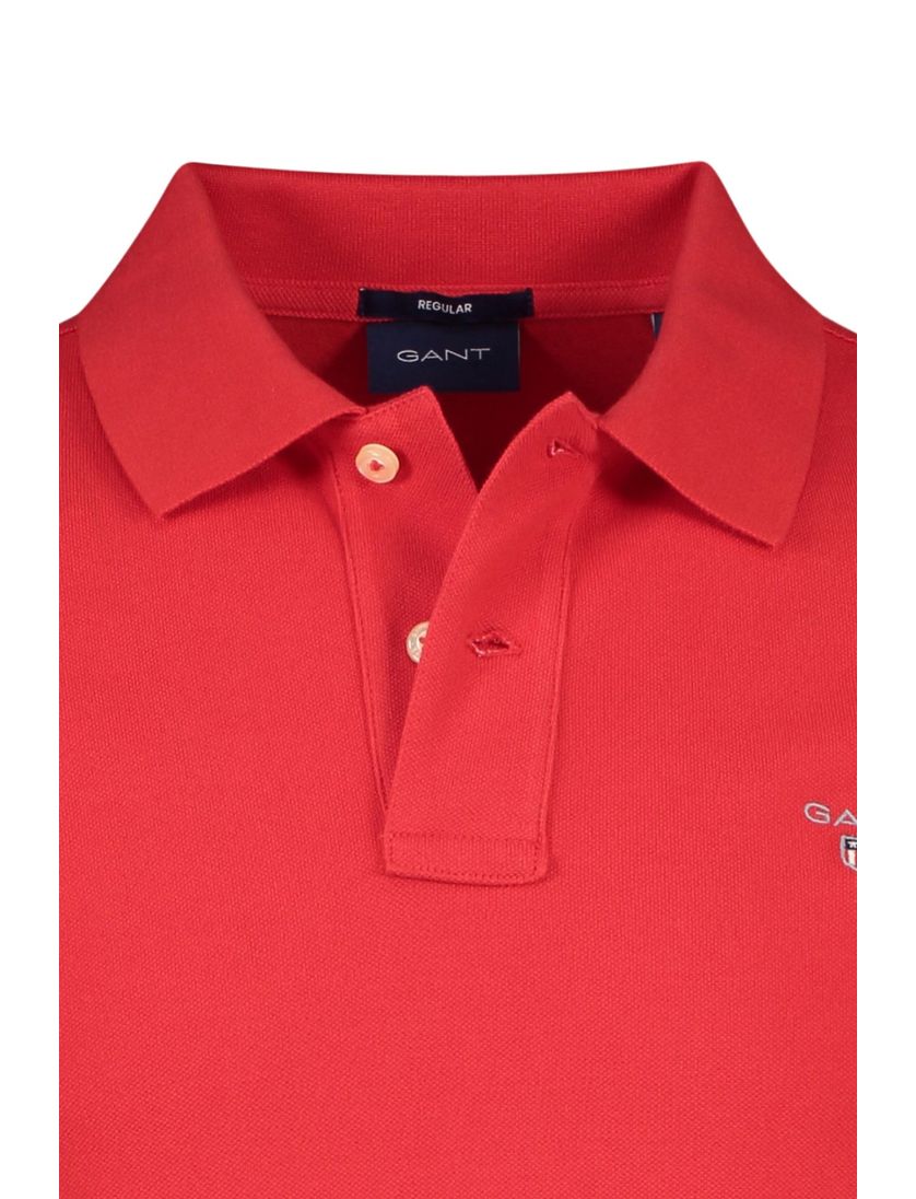 Gant polo wijde fit rood effen katoen 2-knoops