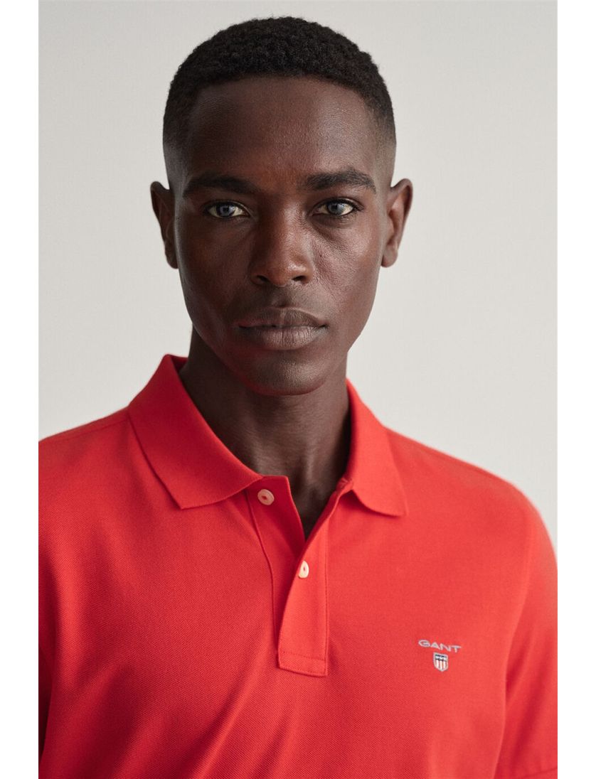 Gant polo wijde fit rood effen katoen 2-knoops