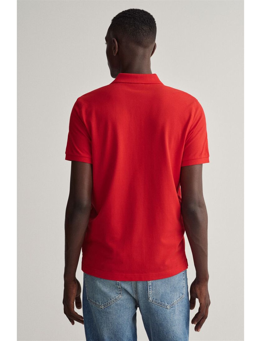 Gant polo wijde fit rood effen katoen 2-knoops
