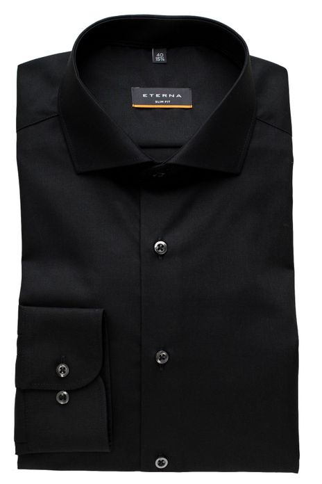 Eterna strijkvrij overhemd zwart Slim Fit