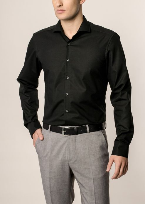 Eterna strijkvrij overhemd zwart Slim Fit