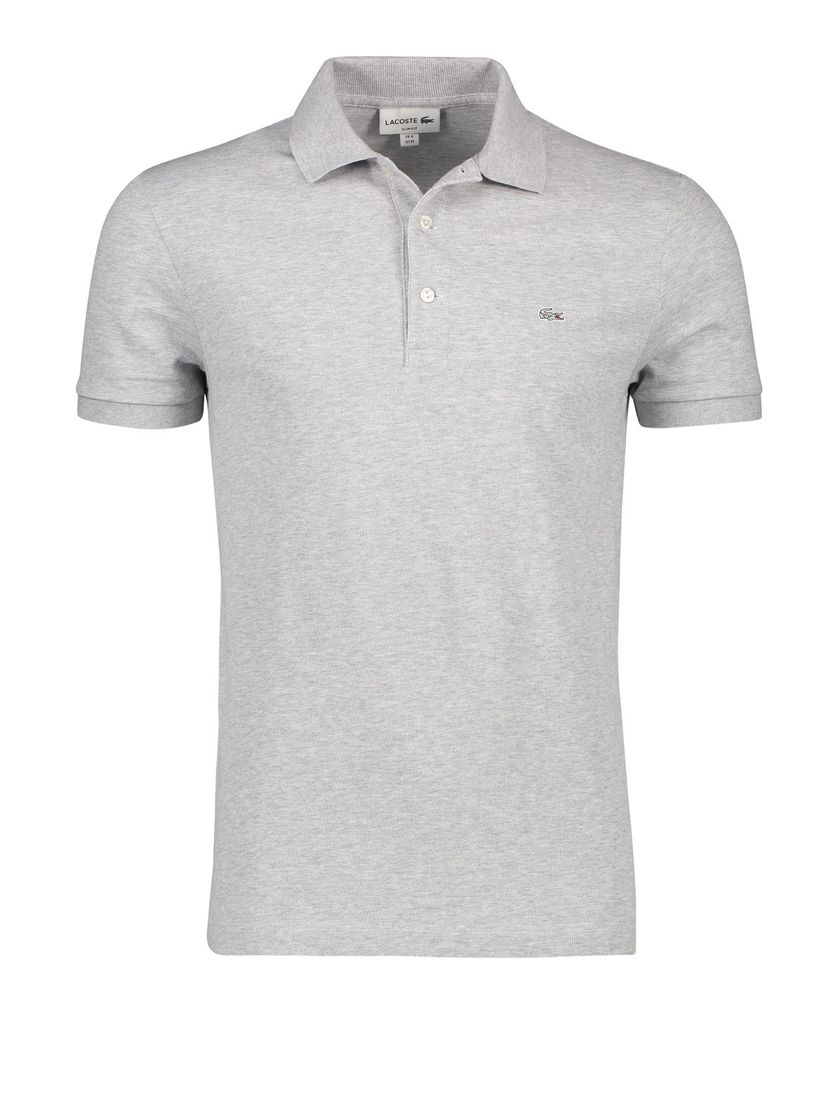Lacoste poloshirt lichtgrijs met logo effen katoen slim fit
