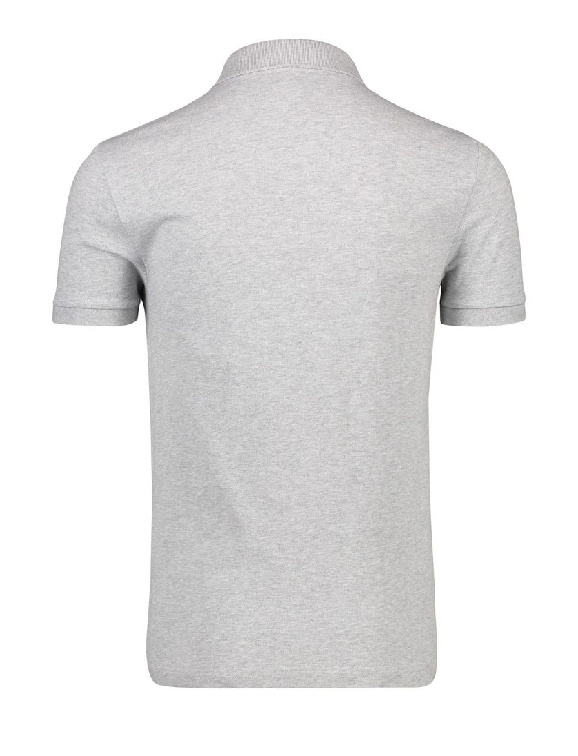 Lacoste poloshirt lichtgrijs met logo effen katoen slim fit