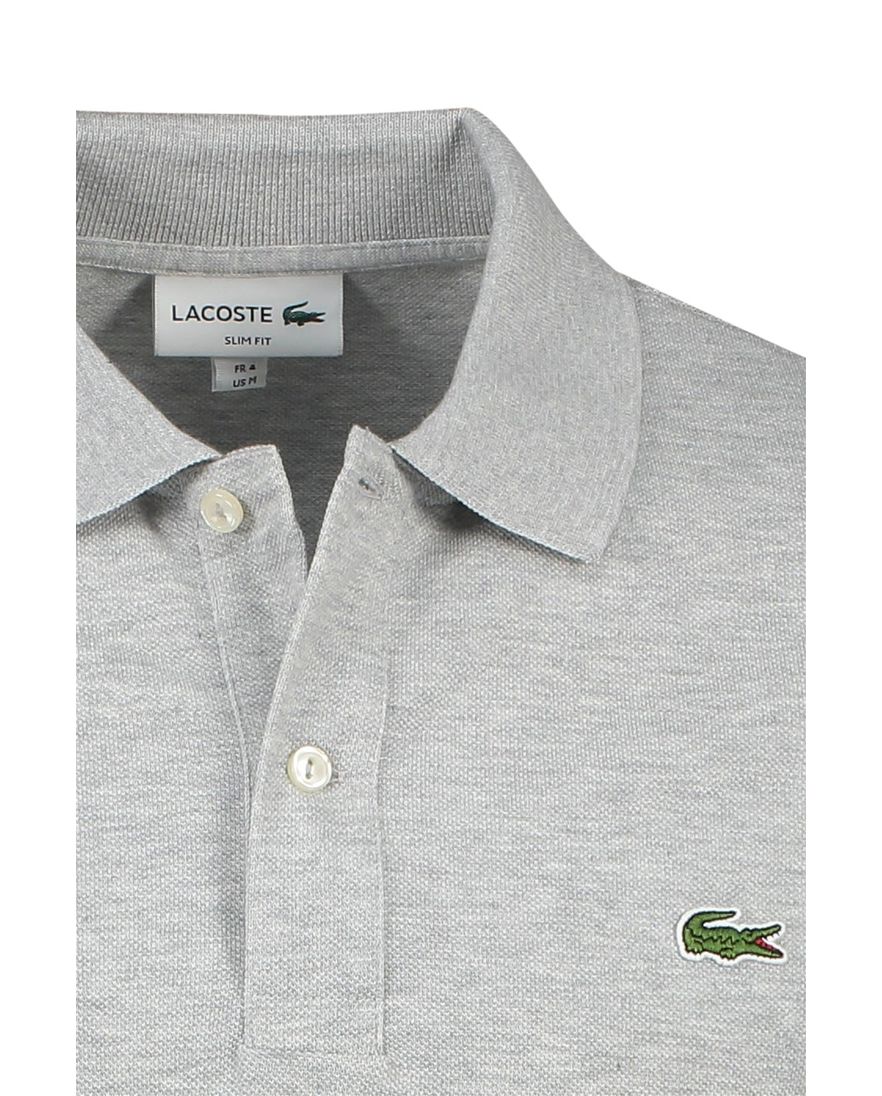 Lacoste polo slim fit grijs gemêleerd katoen