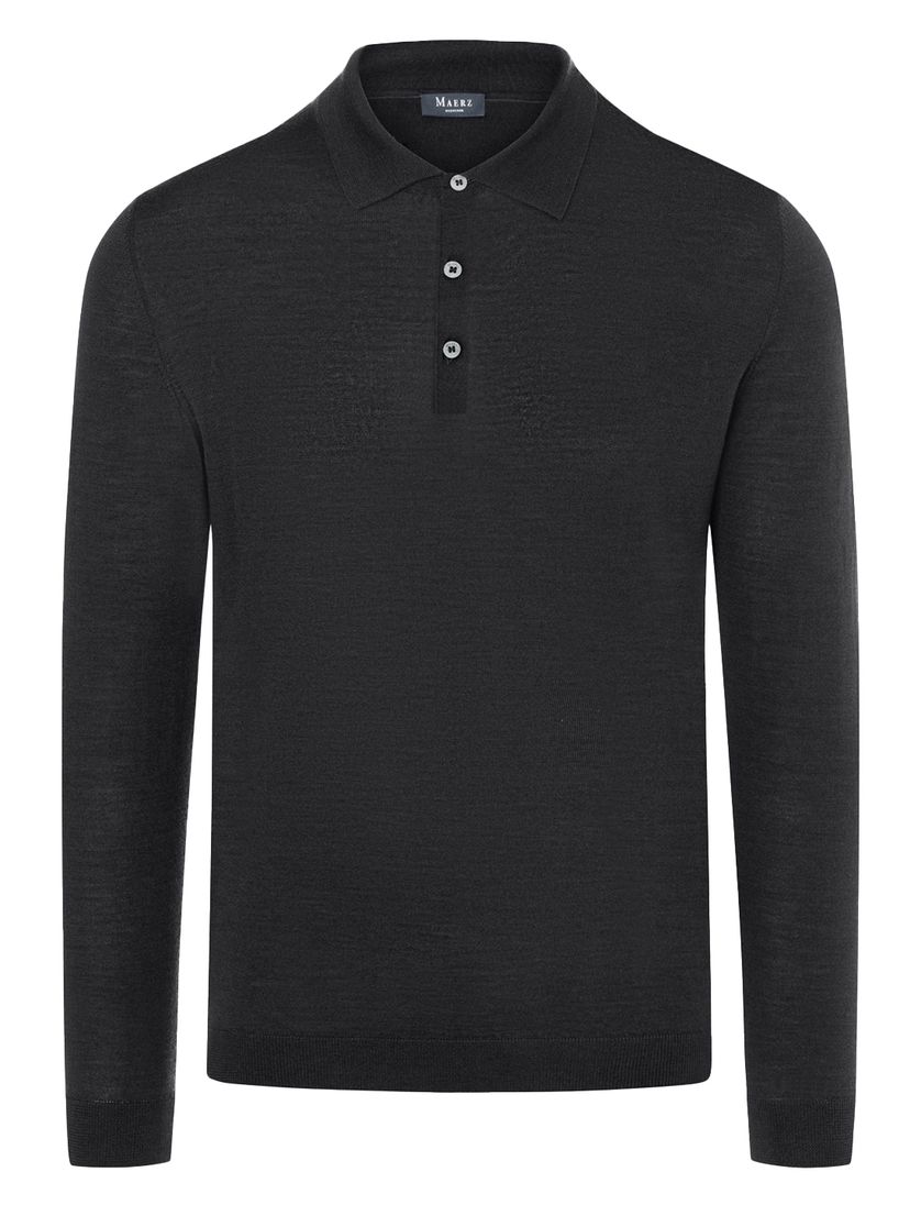 Maerz polo lange mouw zwart