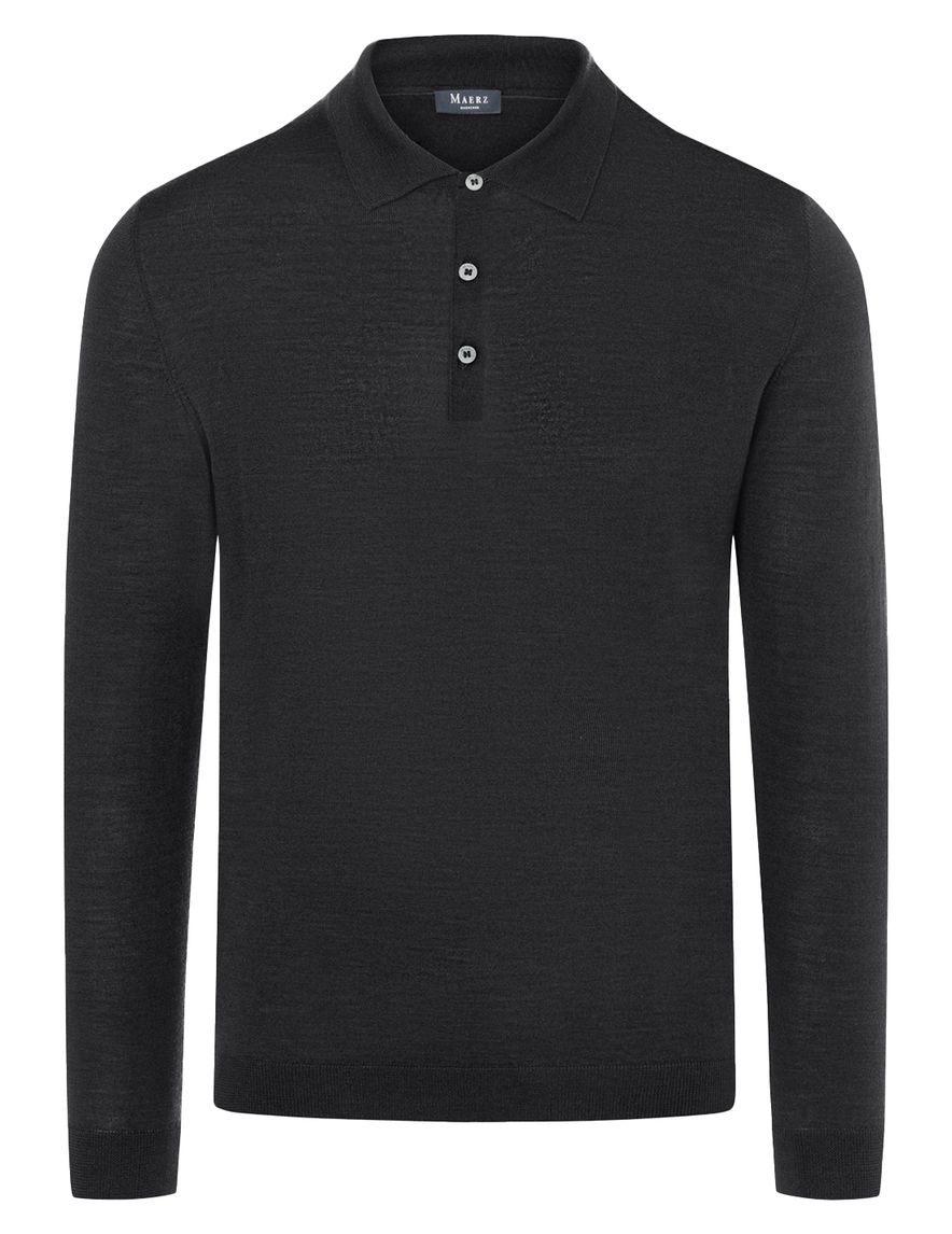 Maerz polo lange mouw zwart