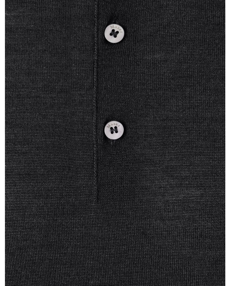 Maerz trui half zip knopen effen zwart wol