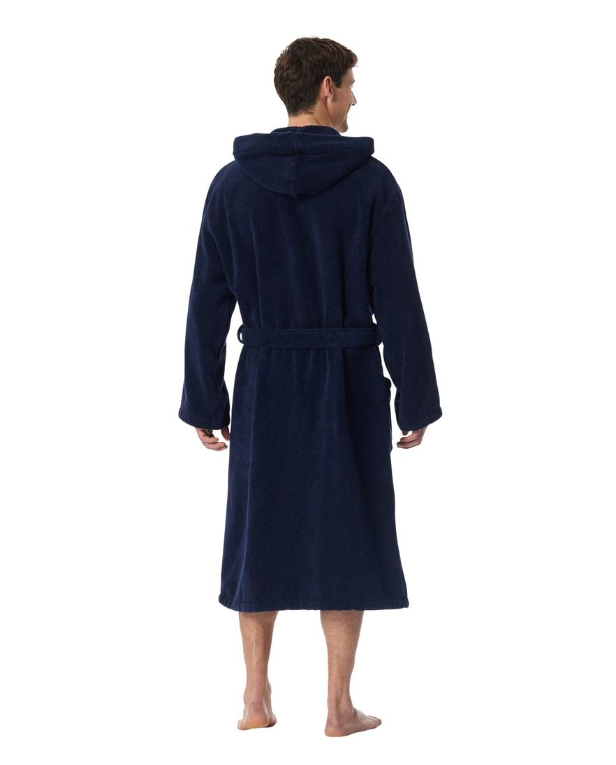 Schiesser Essentials badjas met capuchon donkerblauw