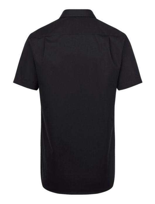 overhemd korte mouw Seidensticker zwart effen katoen normale fit