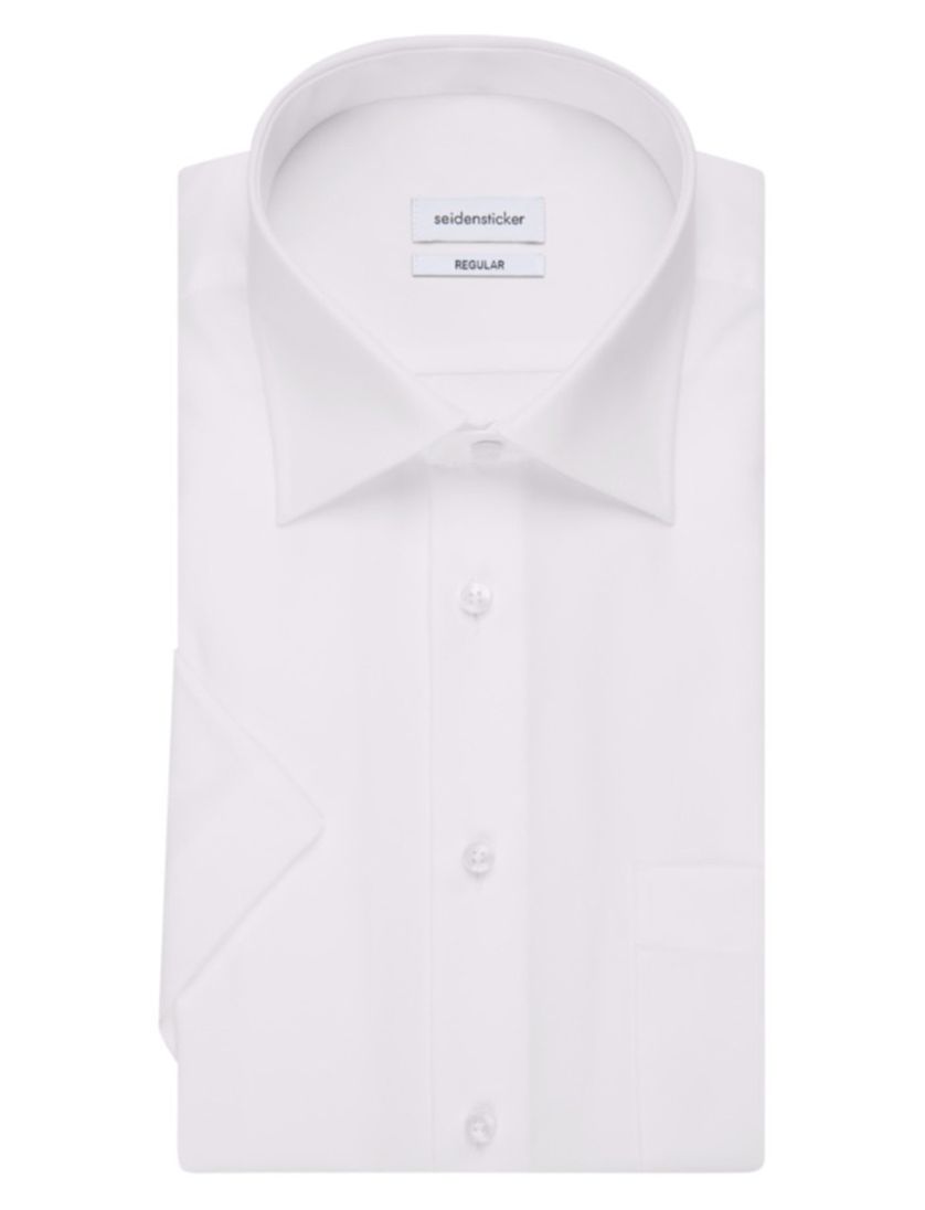 Seidensticker overhemd korte mouw Modern wit effen katoen