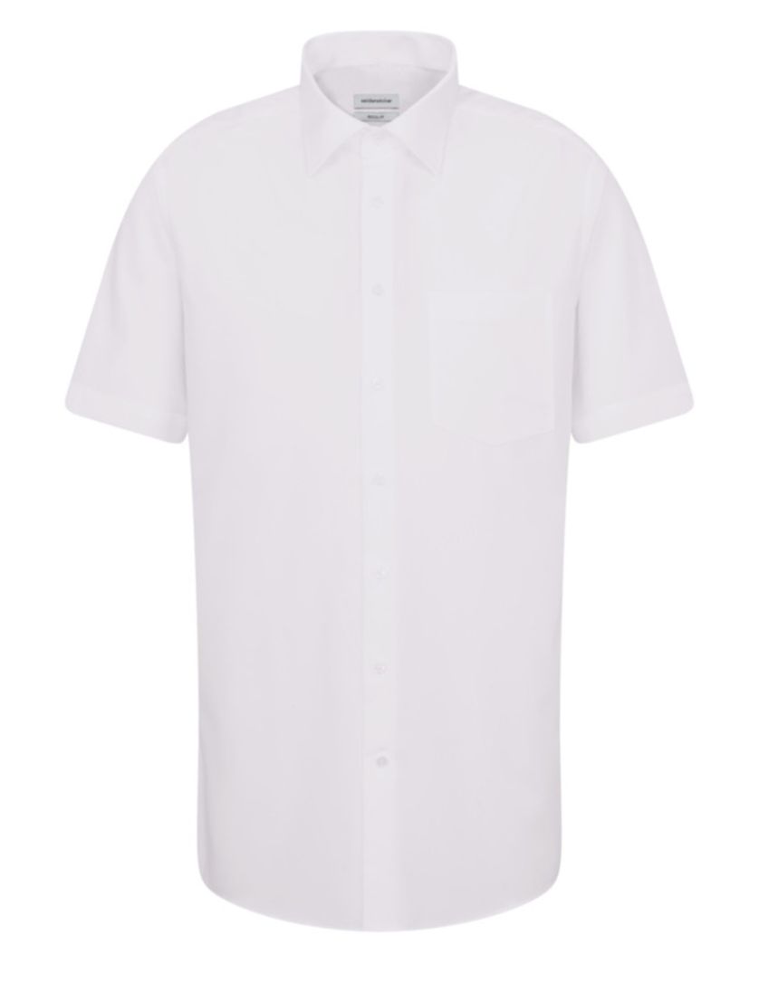 Seidensticker overhemd korte mouw Modern wit effen katoen