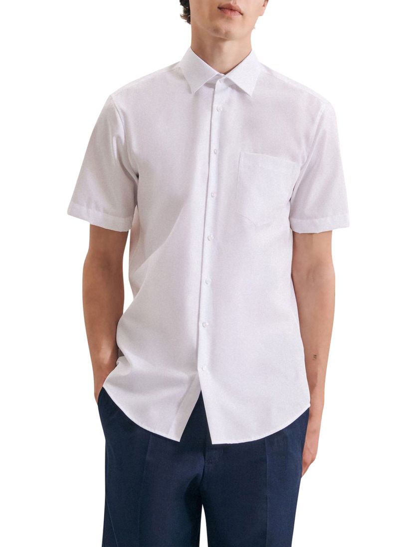 Seidensticker overhemd korte mouw Modern wit effen katoen