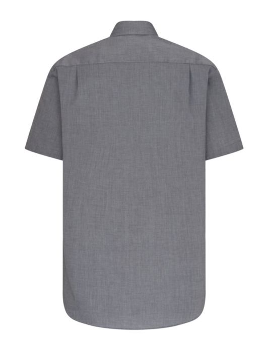 overhemd korte mouw Seidensticker Modern grijs effen katoen normale fit